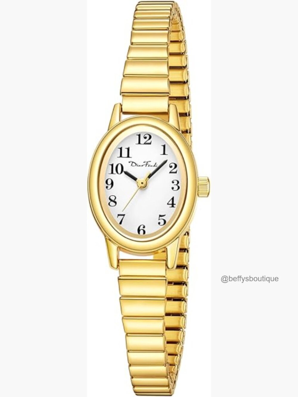 Ladies Quartz Watch Expansion Band 3 Sizes S/M/L Water Resistant Gold